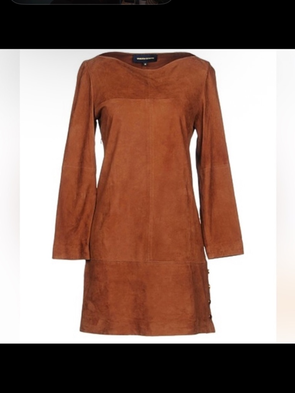Vanessa Seward Lambskin Mini Dress in Rust Brown - Picture 2 of 2
